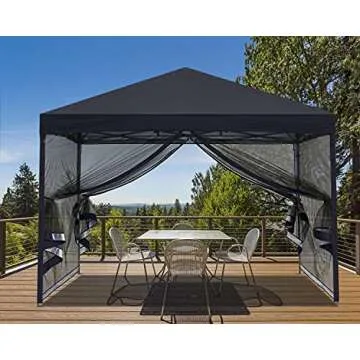 MASTERCANOPY Pop-Up Setup Outdoor Canopy with Netting Screen Walls (10x10, Black)