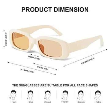 JASPIN Rectangle Sunglasses for Women Men Trendy Y2k Retro 90s Sun Glasses UV400 Protection Cool Square Frame