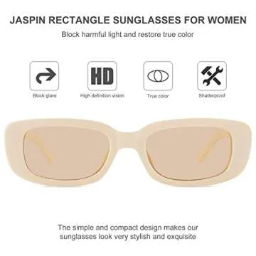 JASPIN Rectangle Sunglasses for Women Men Trendy Y2k Retro 90s Sun Glasses UV400 Protection Cool Square Frame