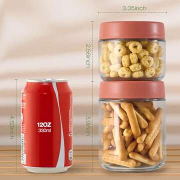 Hoa Kinh 17oz 6Pack Glass Food Storage Jars with Lids, Leak Proof Small Glass Jars for Overnight Oats, Cereal, Clear Empty Glass Jars with Lids for Kitchen(Red, Green and White)