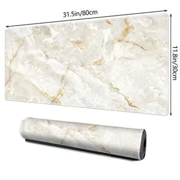 Galdas Large Mouse Pad Marble Pattern XXL XL Large Mouse Pad Mat Long Extended Mousepad Desk Pad Non...