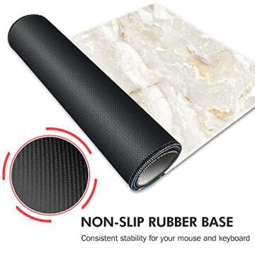 Galdas Large Mouse Pad Marble Pattern XXL XL Large Mouse Pad Mat Long Extended Mousepad Desk Pad Non-Slip Rubber Mice Pads Stitched Edges Thin Pad (31.5x11.8x0.12“)