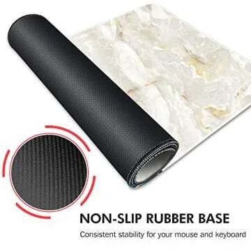 Galdas Large Mouse Pad Marble Pattern XXL XL Large Mouse Pad Mat Long Extended Mousepad Desk Pad Non-Slip Rubber Mice Pads Stitched Edges Thin Pad (31.5x11.8x0.12“)