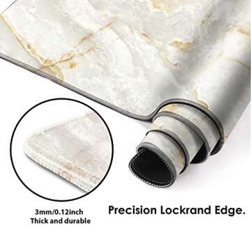 Galdas Large Mouse Pad Marble Pattern XXL XL Large Mouse Pad Mat Long Extended Mousepad Desk Pad Non-Slip Rubber Mice Pads Stitched Edges Thin Pad (31.5x11.8x0.12“)