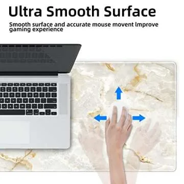 Galdas Large Mouse Pad Marble Pattern XXL XL Large Mouse Pad Mat Long Extended Mousepad Desk Pad Non-Slip Rubber Mice Pads Stitched Edges Thin Pad (31.5x11.8x0.12“)