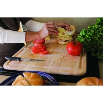 Camco Hardwood Cutting Board with Non-Skid Backing & Mat