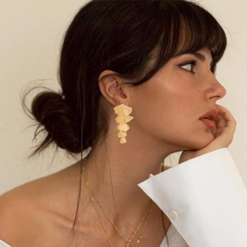 AOLIMI Gold Seashell Dangle Earrings for Summer Elegance