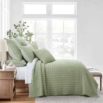 Levtex Home Mills Waffle Twin Quilted Bedspread Set - Soft Cotton, Elegant Design, and Easy Care