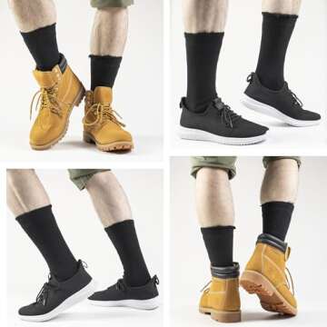 NevEND 6 Pairs Men's Winter Thermal Boots Thick Insulated Heated Wool Socks For Cold Weather Outdoor Activities Black Mixed Color