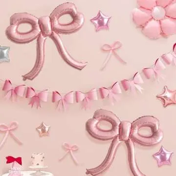 YTHETM 4 Pcs Pink Bow Balloons Bow Party Decorations for Girl Women Pink Bow Birthday Decorations Giant Foil Balloon for Baby Shower Bridal Engagement Wedding Decor Bachelorette Party Supplies