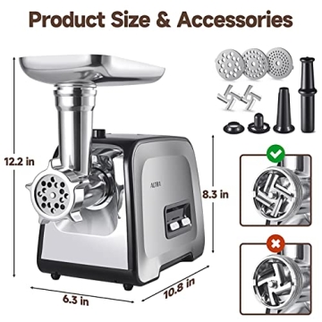 Altra Life Meat Grinder Electric - Stainless Steel, Easy Use