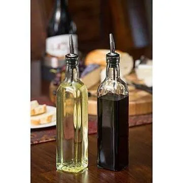 DLD Italian Glass Cruet Set, 16 oz Elegant Dispenser Set