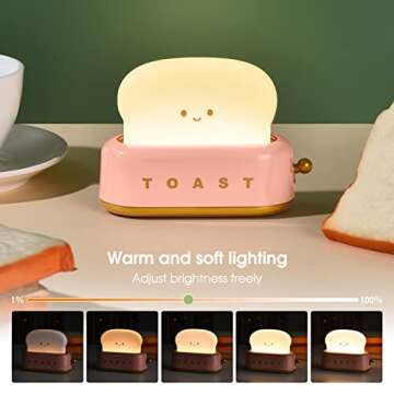 ligitive Toaster Lamp for Kids，Nursery Toast Night Light Rechargeable with Timer Auto Shutoff，Kawaii Room Decor for Girls Baby Kids Teens Teenages. (Green)