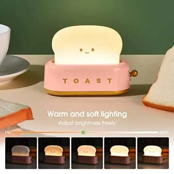 ligitive Toaster Lamp for Kids，Nursery Toast Night Light Rechargeable with Timer Auto Shutoff，Kawaii Room Decor for Girls Baby Kids Teens Teenages. (Green)