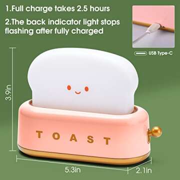 ligitive Toaster Lamp for Kids，Nursery Toast Night Light Rechargeable with Timer Auto Shutoff，Kawaii Room Decor for Girls Baby Kids Teens Teenages. (Green)