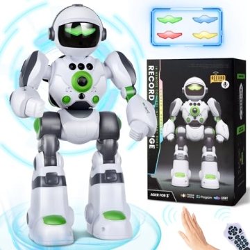 Zreswap Robot Toys Gift for Kids: Remote Control Robot with Voice Recording, Dancing, and Gesture Co...