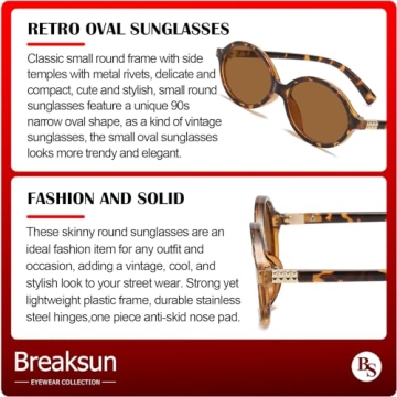 Breaksun Retro Oval Sunglasses Stylish UV Protection
