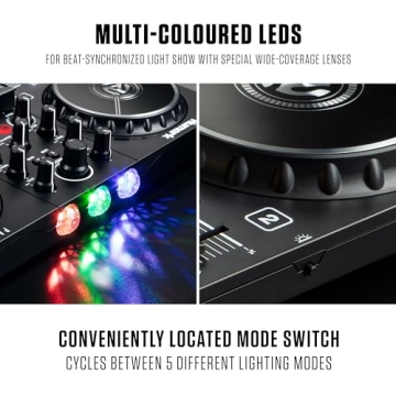 Numark Party Mix II - DJ Controller with Party Lights, DJ Set with 2 Decks, DJ Mixer, Audio Interface and USB Connectivity + Serato DJ Lite
