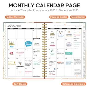 2025 Planner, Weekly and Monthly Planner, 12 Month (Jan 2025 - Dec 2025), Hardcover 2025 Calendar Pl...