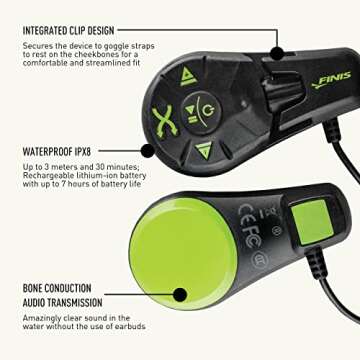 FINIS Duo - Underwater MP3 Player - Waterproof Bone Conduction Swimming Headphones for the Pool - Great Addition to Pool and Swimming Accessories - Supports MP3 and WMA files