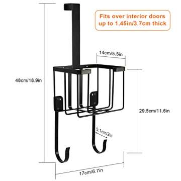 ORLESS Over The Door/Wall Mount Ironing Board Hanger, Laundry Room Iron and Ironing Caddy Board Storage Holder, Black