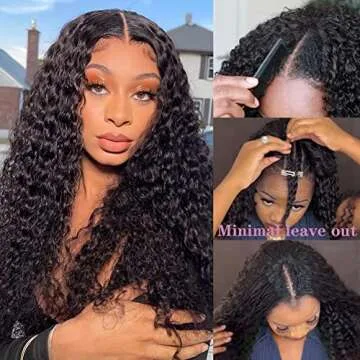 ISEE 20 Inch Water Wave V Part Wig, Human Hair, No Leave Out, Brazilian Glueless Curly Wave, Upgrade U Part Wigs for Black Women, 180% Density, Natural Color