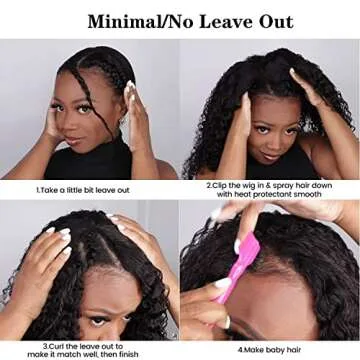 ISEE 20 Inch Water Wave V Part Wig, Human Hair, No Leave Out, Brazilian Glueless Curly Wave, Upgrade U Part Wigs for Black Women, 180% Density, Natural Color