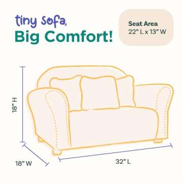 Keet Plush Childrens Sofa with Accent Pillows, Sofa for Kids Room, Kids Sofa, Toddler Sofa with Thre...