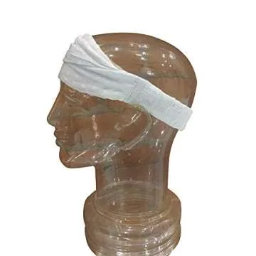 Extra Large 'Snug Fit' Headband Hair Scarf Woven Cotton Elastic Snow White