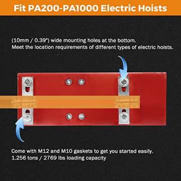 BEAMNOVA Set of 2 Manual Trolley for PA400-PA1000 Electric Hoist 4 Wheels Installation Roller Assembly, Fit 1-5/8 inch Wide and 1-5/8 inch or Higher Strut Channels, 1256kg / 2769 lbs Load Capacity