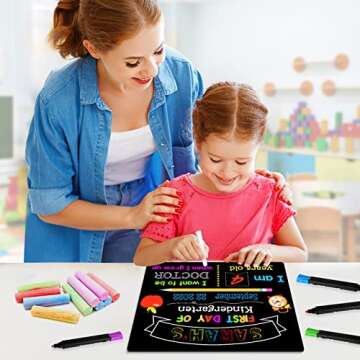 First Day of School Board, Back to School Sign, Double Sided First & Last Day of School Chalkboard for Kids/Boys/Girls, Reusable Wooden 1st Day of Preschool/Kindergarten Photo Prop