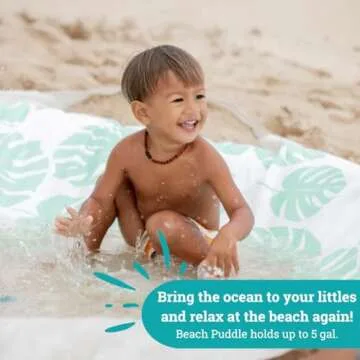 Baby Beach Pool | 2-in-1 Kiddie Pool and Beach Blanket | Flexible Toddler and Baby Pool | Beach Toys for Kids & Toddlers | 6x6 Feet with Waterproof Carrying Bag | Beach Puddle (Blue Flowers)