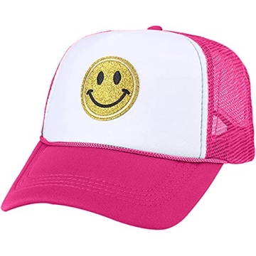 Lin Su Fashion Smile Face Sequins Baseball Cap Trucker Hat