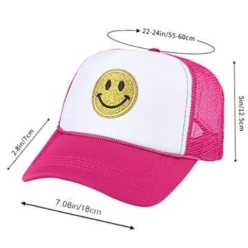 Lin Su Fashion Smile Face Sequins Baseball Cap Trucker Hat