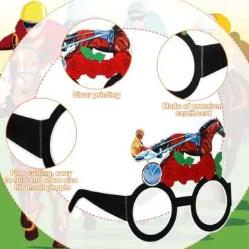 Derby Horse Party Eyeglasses - 48 Pcs 12 Styles