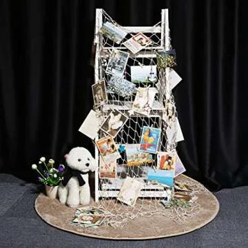 ZUEXT Photo Hanging Display Frames w/ 40 Clips & Sea Shells, 79x40 Inch Nautical Themed Mediterranean Fishing Net Photo Wall Decor, Picture Cards Artworks Organizer for Dorm, Home, Party Decorations