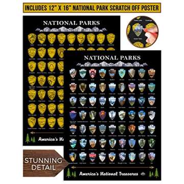 Bright Standards Scratch Off Map of United States + All 63 US National Parks Scratch Off Poster, 85 ...