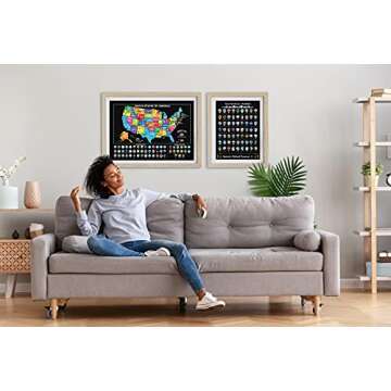 Bright Standards Scratch Off Map of United States + All 63 US National Parks Scratch Off Poster, 85 USA Landmarks, Travel Map Kit, 50 State Photo Wall Adventure Maps, Journal Gifts for Travelers