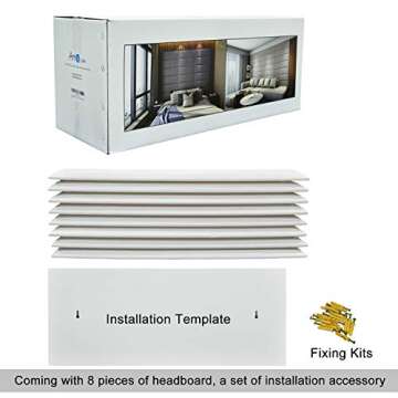 Art3d Headboards for Queen Size Bed, Kind Headboard, Soundproof Wall Panels 3D, Upholstered Headboard (39.4"x11.8", Ivory, 8)