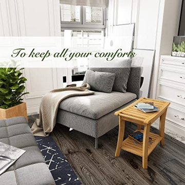 Bamboo Shower Bench with Storage Shelf - Durable and Stylish