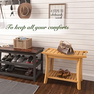 Bamboo Shower Bench with Storage Shelf - Durable and Stylish
