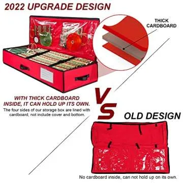 Juegoal Christmas Storage Organizer Red, 40.5 Inch Gift Wrapping Paper Storages, Interior Pockets, 2...