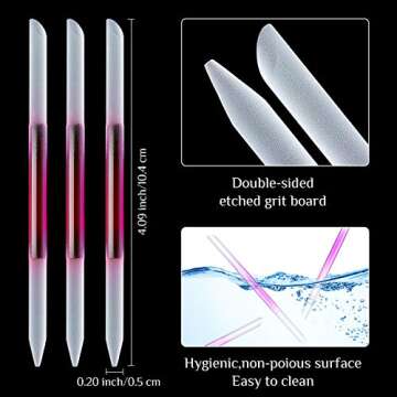 Maitys 6 Pieces Glass Cuticle Pusher Glass Cuticle Stick Set Double Sided Crystal Nail Files Precisi...