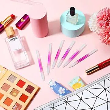 Maitys 6 Pieces Glass Cuticle Pusher Glass Cuticle Stick Set Double Sided Crystal Nail Files Precision Manicure Pedicure Pusher Tools(Pink)