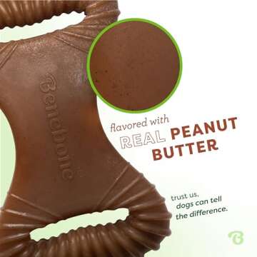 Benebone Dental Durable Dog Chew Toy for Aggressive Chewers, Real Peanut, Made in USA, Medium