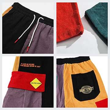 Aelfric Eden Men's Color Patchwork Cargo Pants Hip hop Joggers Streetwear Pants