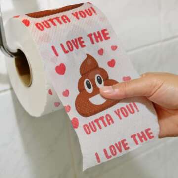 Cheerin Funny Valentines Day Toilet Paper Roll with Gift Box - Hilarious Poop Emoji Prank Bathroom P...