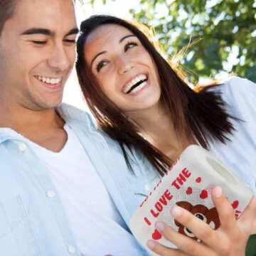 Cheerin Funny Valentines Day Toilet Paper Roll with Gift Box - Hilarious Poop Emoji Prank Bathroom Present - Romantic Love You Toilet Paper - Valentines Day Gag Gifts for Him Her (2 rolls)