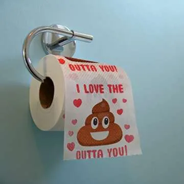 Cheerin Funny Valentines Day Toilet Paper Roll with Gift Box - Hilarious Poop Emoji Prank Bathroom Present - Romantic Love You Toilet Paper - Valentines Day Gag Gifts for Him Her (2 rolls)