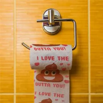 Cheerin Funny Valentines Day Toilet Paper Roll with Gift Box - Hilarious Poop Emoji Prank Bathroom Present - Romantic Love You Toilet Paper - Valentines Day Gag Gifts for Him Her (2 rolls)
